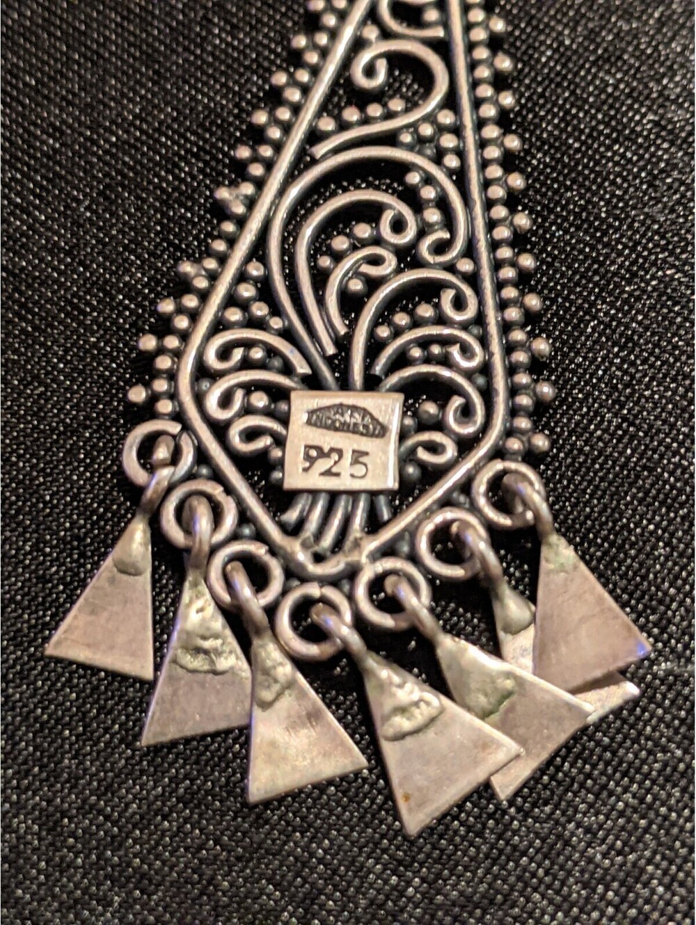 Vtg Artisan Made 925 Sterling Silver Ornate Filigree Dangle Earrings 2.5" 5.88g - Picture 4 of 6
